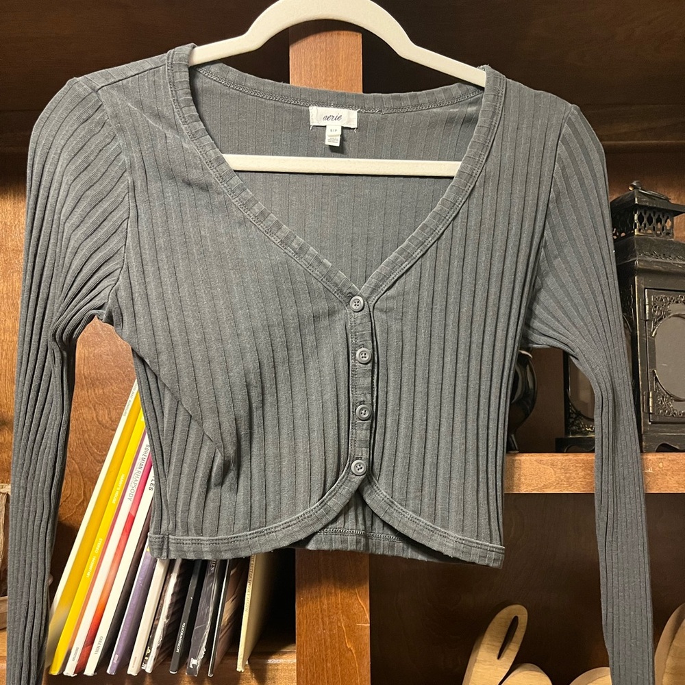Aerie button up crop top
